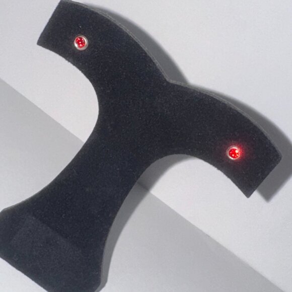 5 Mm Round Ruby Red Cz And Sterling Post Earrings - Picture 3 of 15